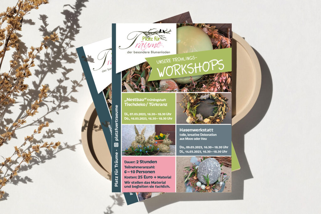 Workshop Flyer für den besonderen Blumenladen, Platz für Träume